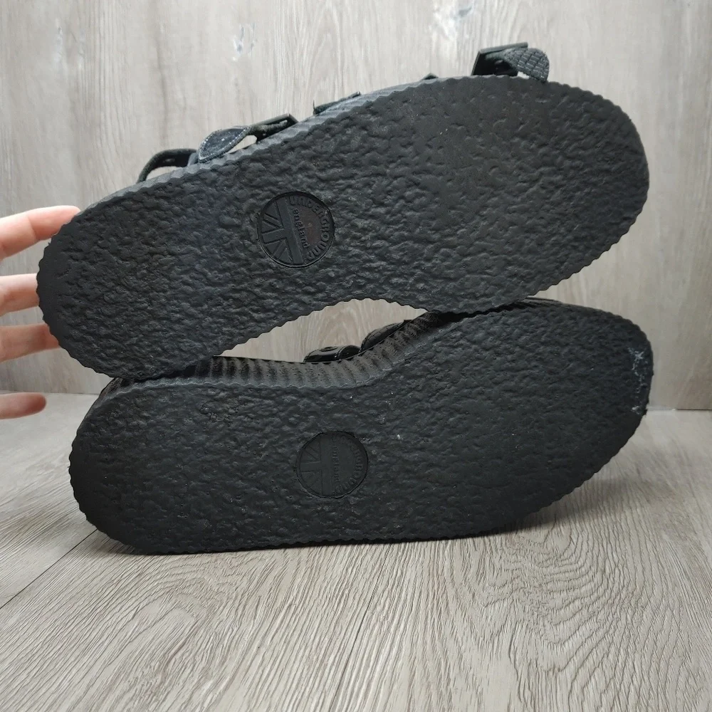 Underground England Creeper Sandal Black Snake Leather Platform Sole‎ UK 9 US 10